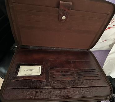 Qəhvəyi rəngli dəri portfel/organizator, xaricdən alınıb. Az istifadə - şəkil 4