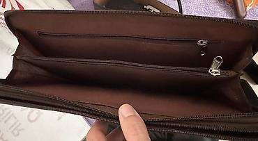 Qəhvəyi rəngli dəri portfel/organizator, xaricdən alınıb. Az istifadə - şəkil 5