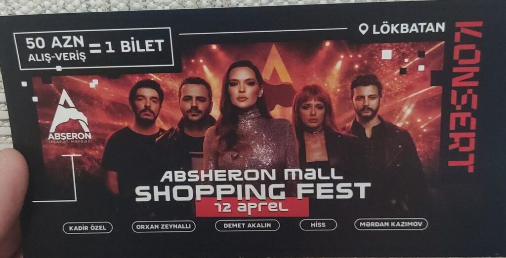 Absheron Mall Shopping Fest – Konsert bileti Tədbir: Shopping Fest