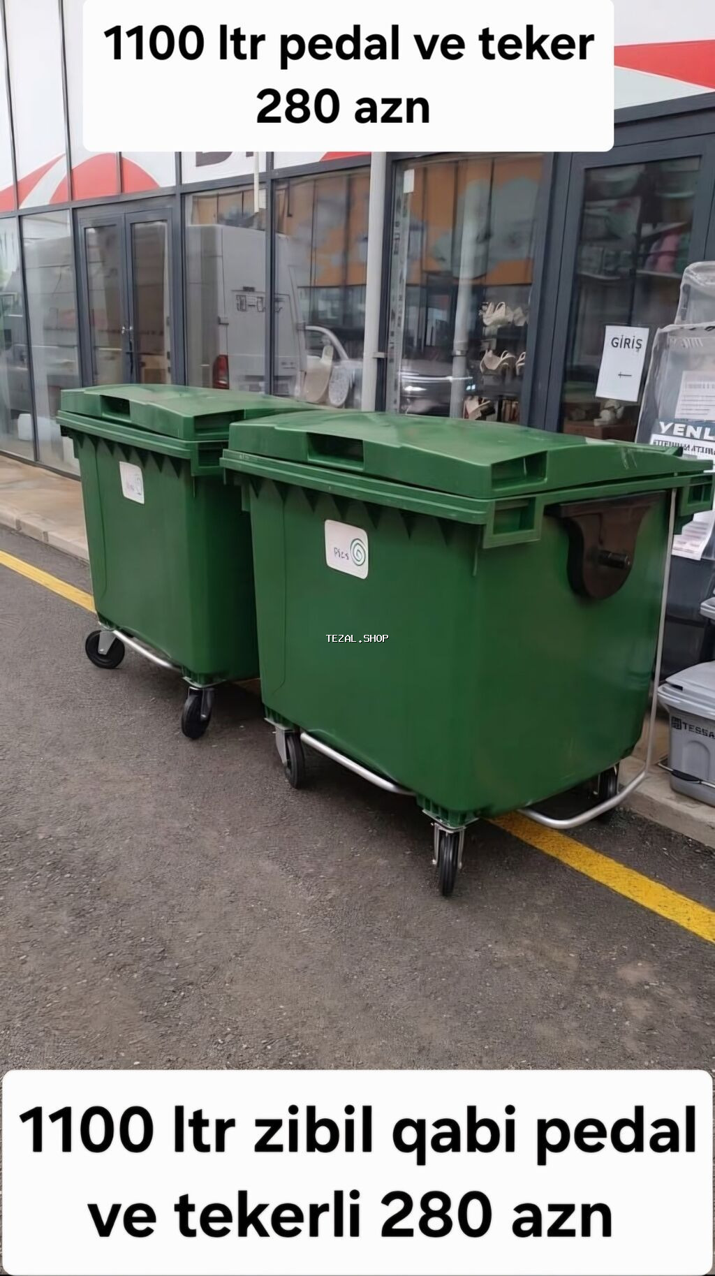 Tullanti qabi 1100 ltr tekerli 260 azn 1100 ltr teker ve pedal 280