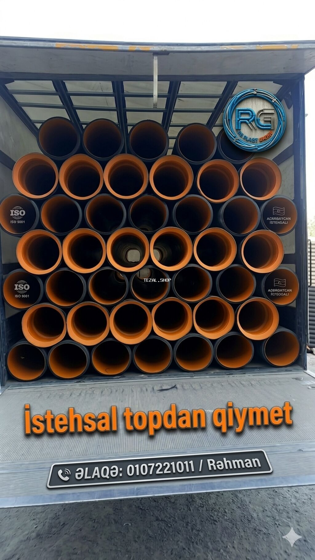 Kanalizasiya borusu, Qofralı, Plastik, 1000 mm, Yeni