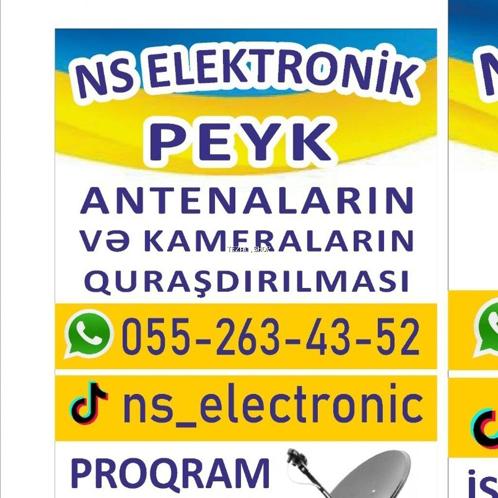 HƏR NÖV TELEVİZORLARIN ZƏMANƏTLƏ TƏMİRİ. PEYK ANTENALARININ