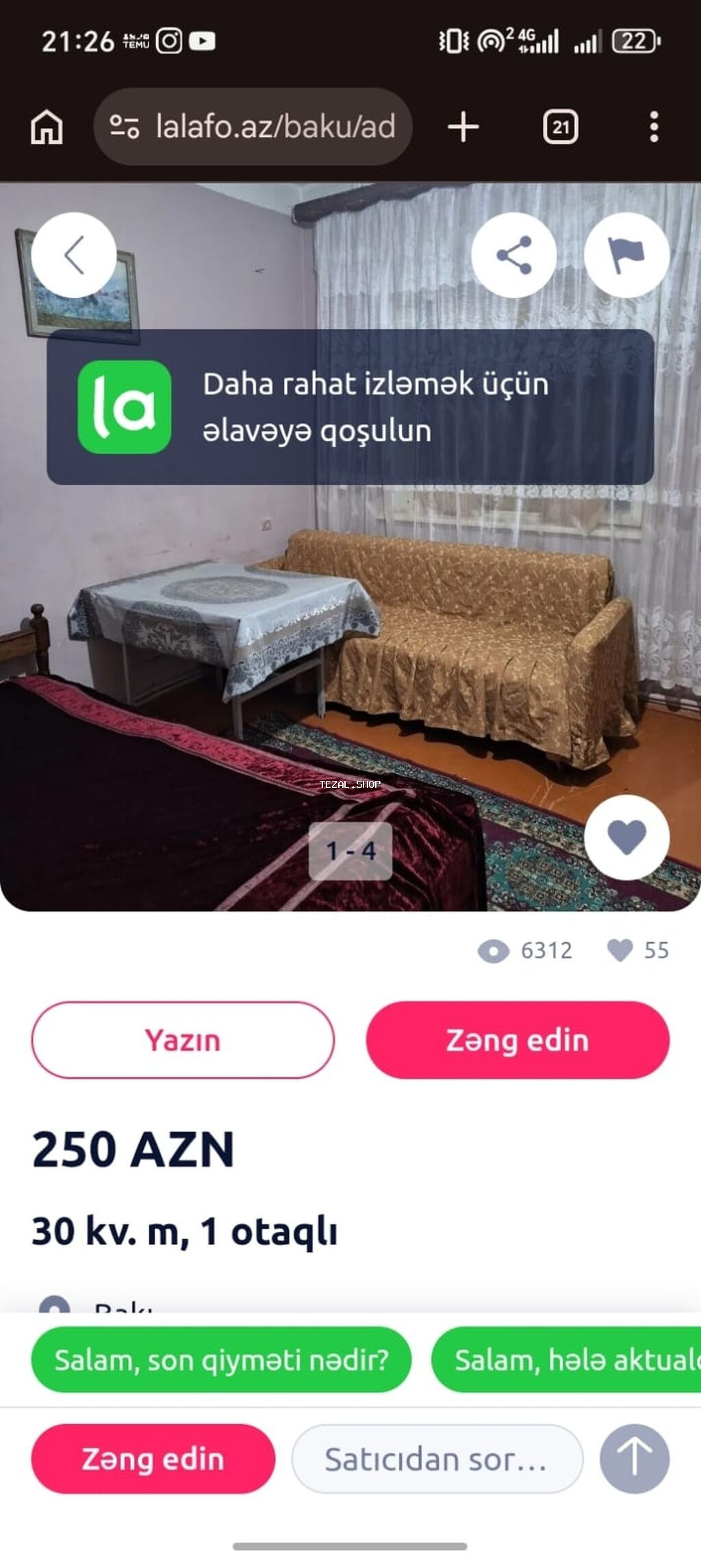 30 kv. m, 1 otaqlı - şəkil 3
