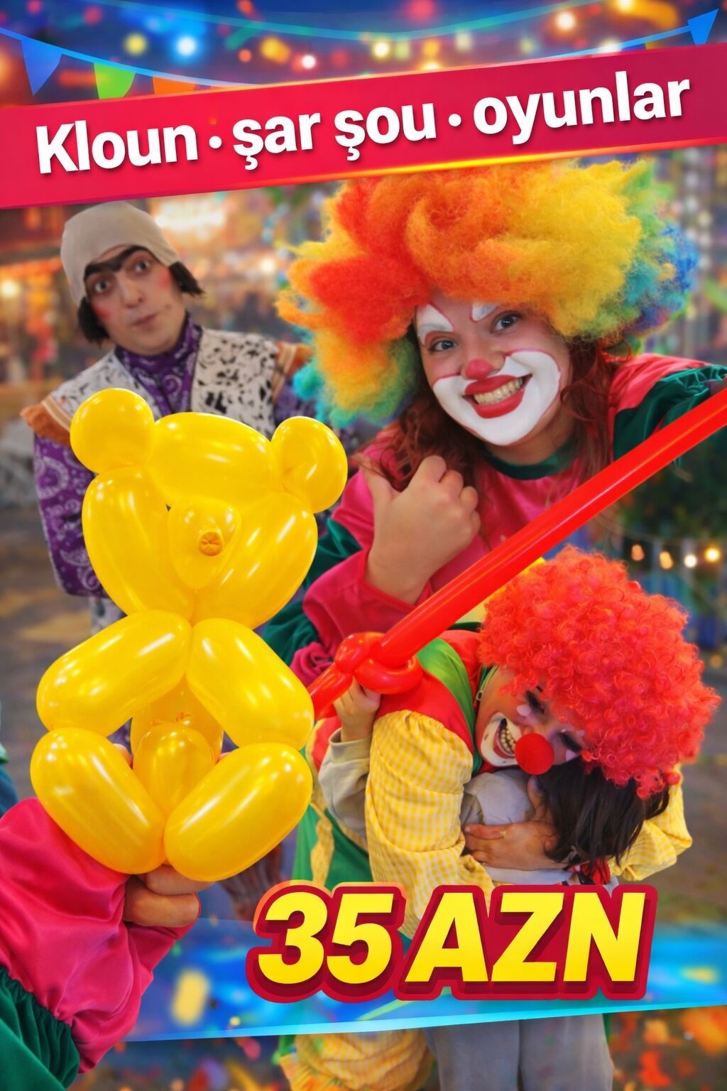 Kloun xidmətləri – şar şou və oyunlar - Uşaqlar üçün əyləncəli kloun