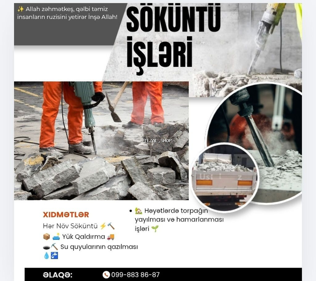 Salam Aleykum Hər Bir Kəsə. Biz Söküntü İşləri Görürük:Torpaq Yayma