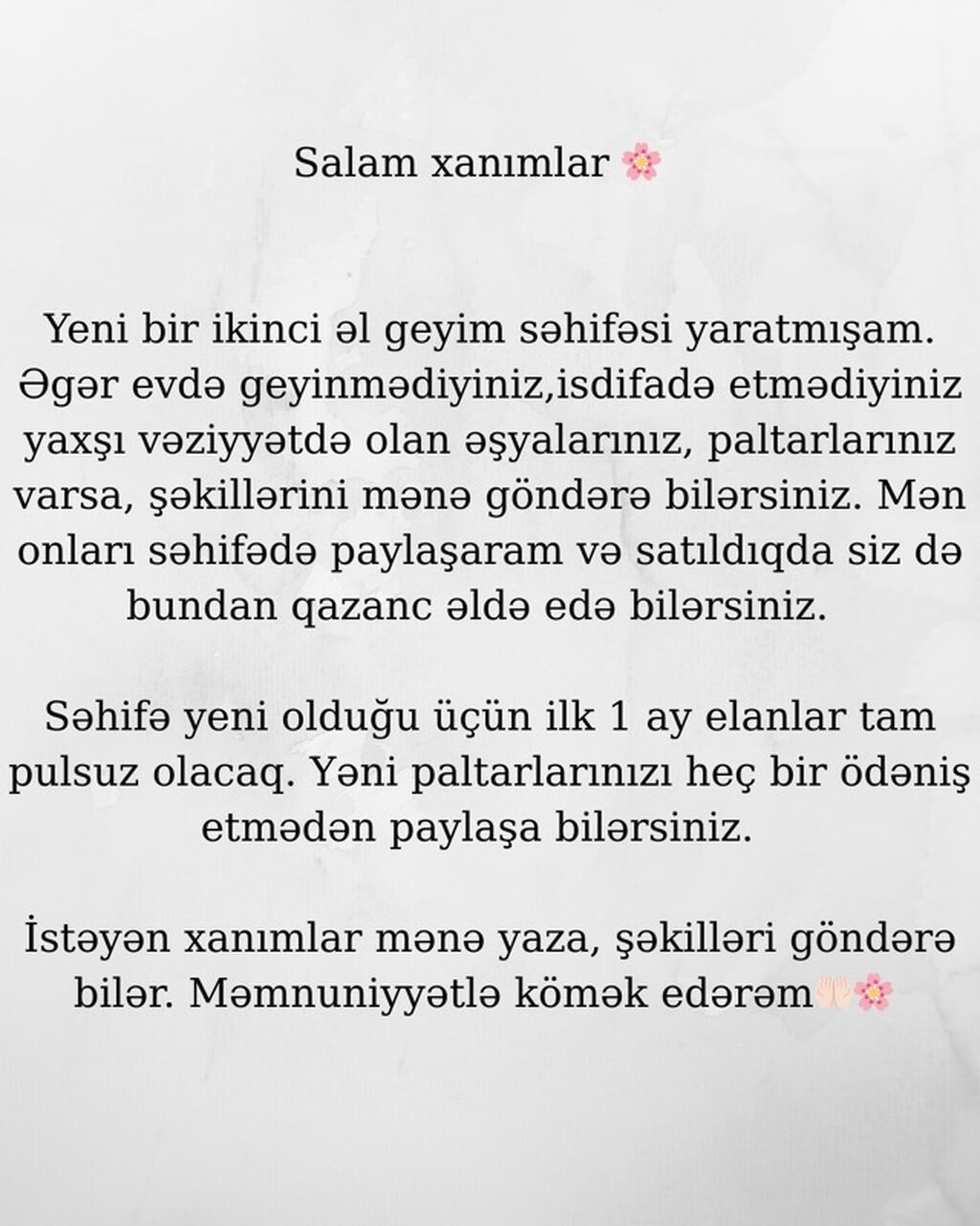 Xanımlar üçün ikinci əl geyim paylaşım xidməti - Yeni yaradılmış