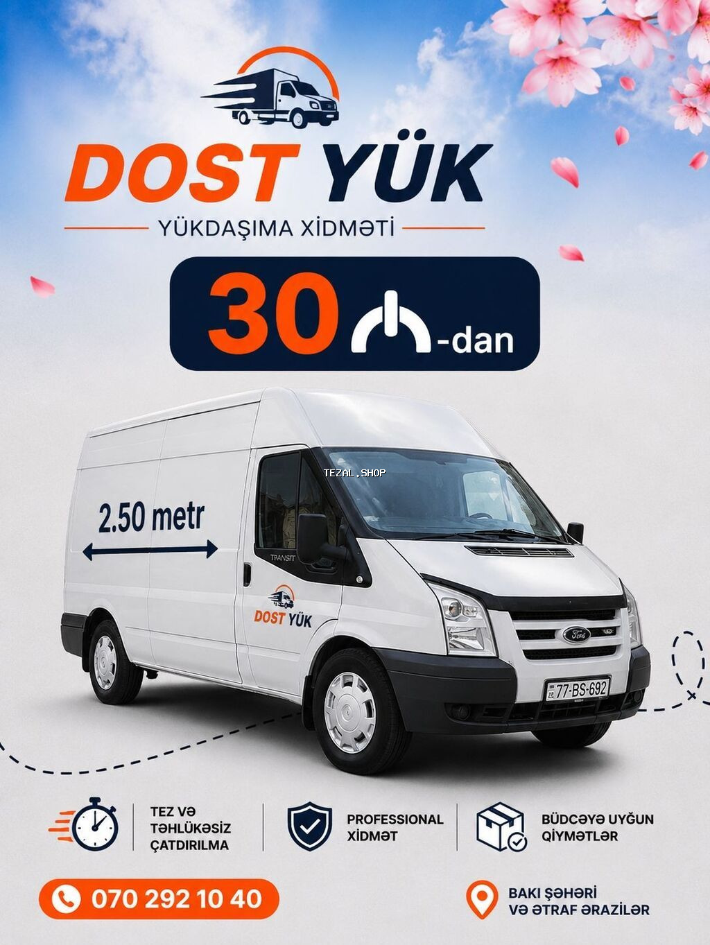 Dost Yük – peşəkar yükdaşıma və usta xidməti Xidmət istiqamətləri: - - şəkil 5