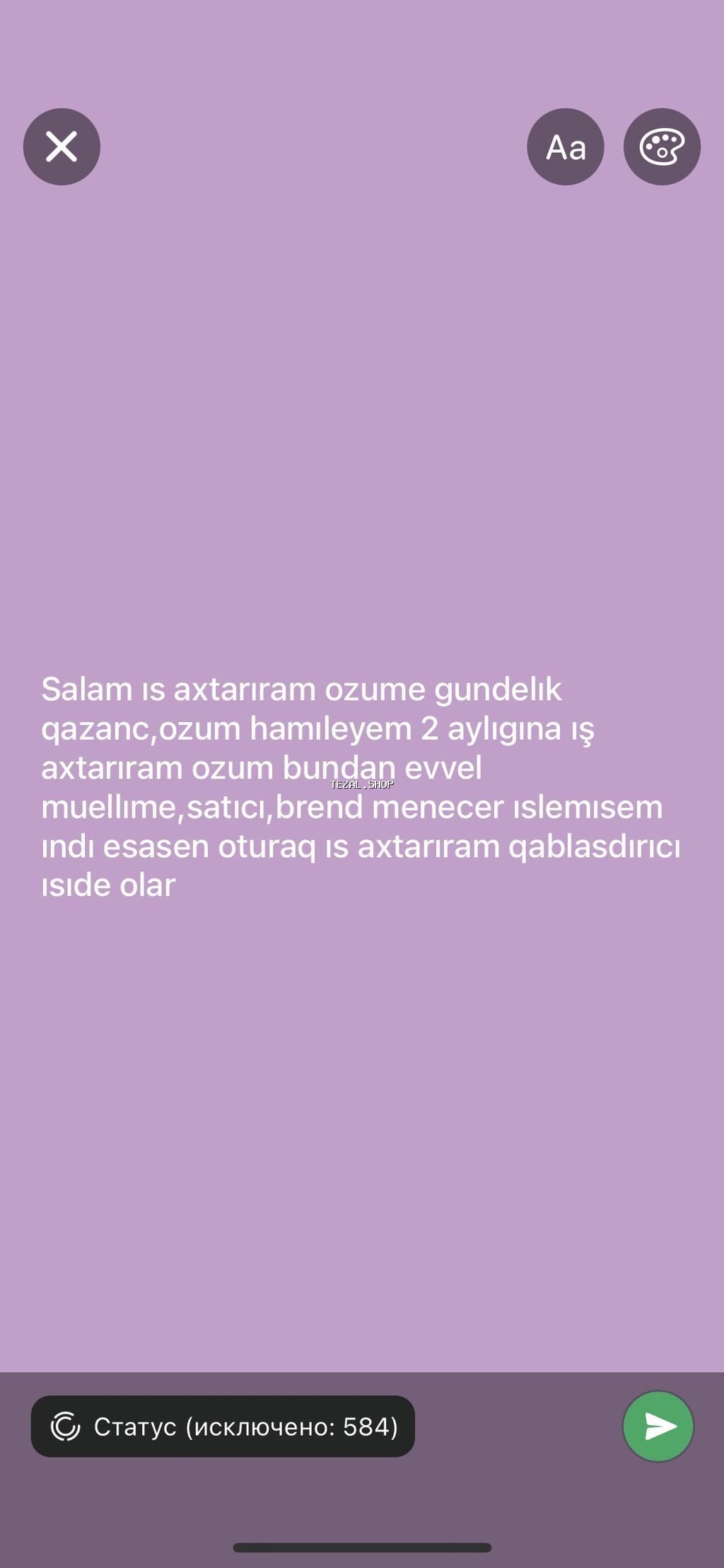 Salam tecili is axtariram elimnen her is gelir