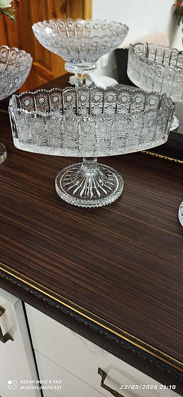 Xrustal dəst gülqabı aleşindi 250 manat meyvə qabları 30 sm - şəkil 5