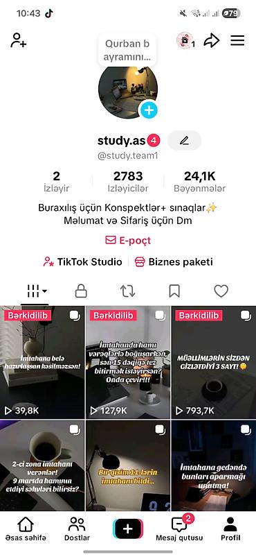 ​Təhsil (Study) mövzulu aktiv TikTok hesabı satılır. ​İzləyici: 2,783 - şəkil 3