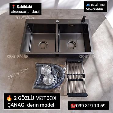 Yeni Düzbucaqlı Mətbəx çanağı, Şkafsız, Paslanmaz polad, Pulsuz çatdırılma - şəkil 2