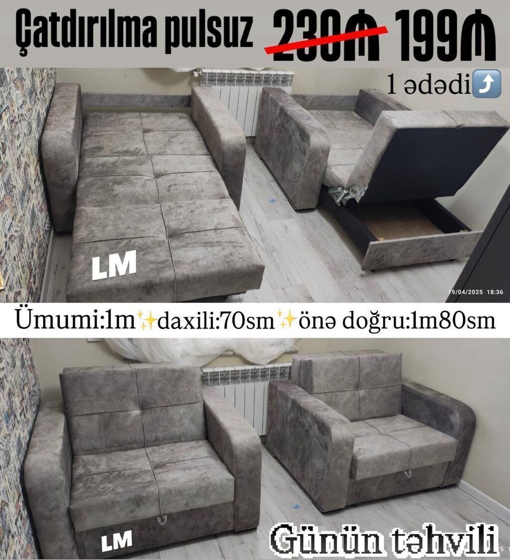 Amerikanka kreslo – yeni və sifarişlə - Ölçülər: ümumi 1 m x 1 m - Önə