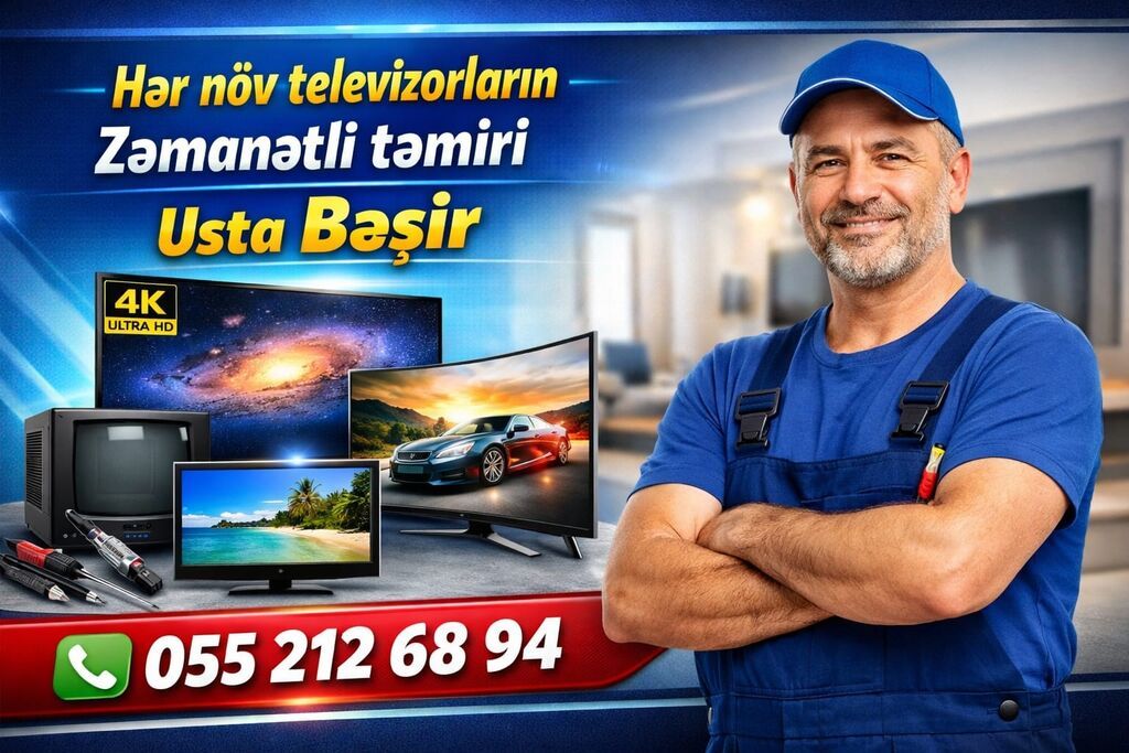 Hər növ televizorların ucuz və zəmanətlə təmiri.Televizorların divara
