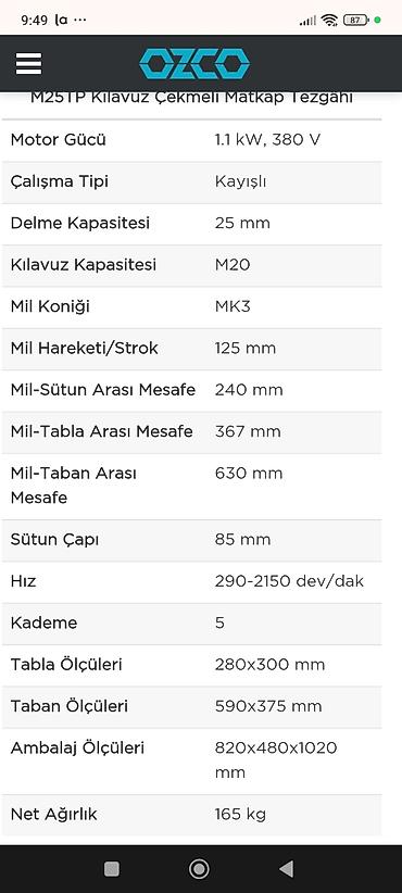 OZCO M25TP kılavuz çəkmə funksiyalı stolüstü matkap - Motor gücü: 1.1 - şəkil 3