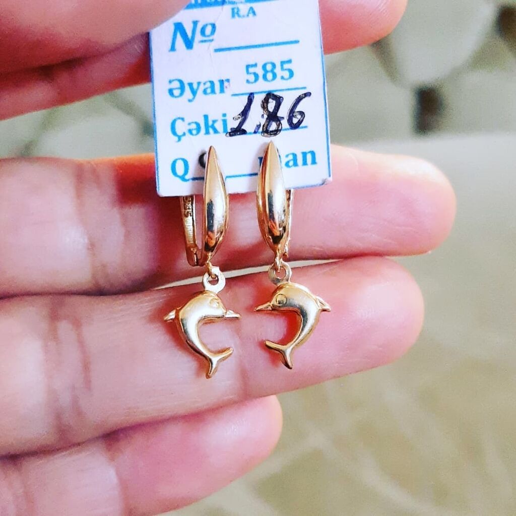 Sırğa, Sarı qızıl, 585 Əyar, 186 g