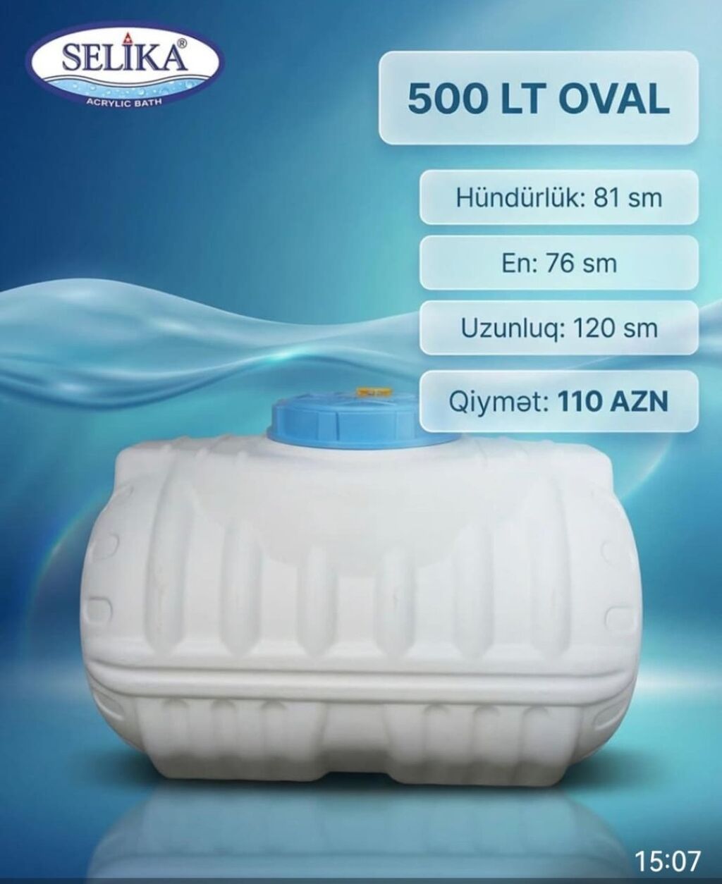 Bak, Plastik, 500 l l