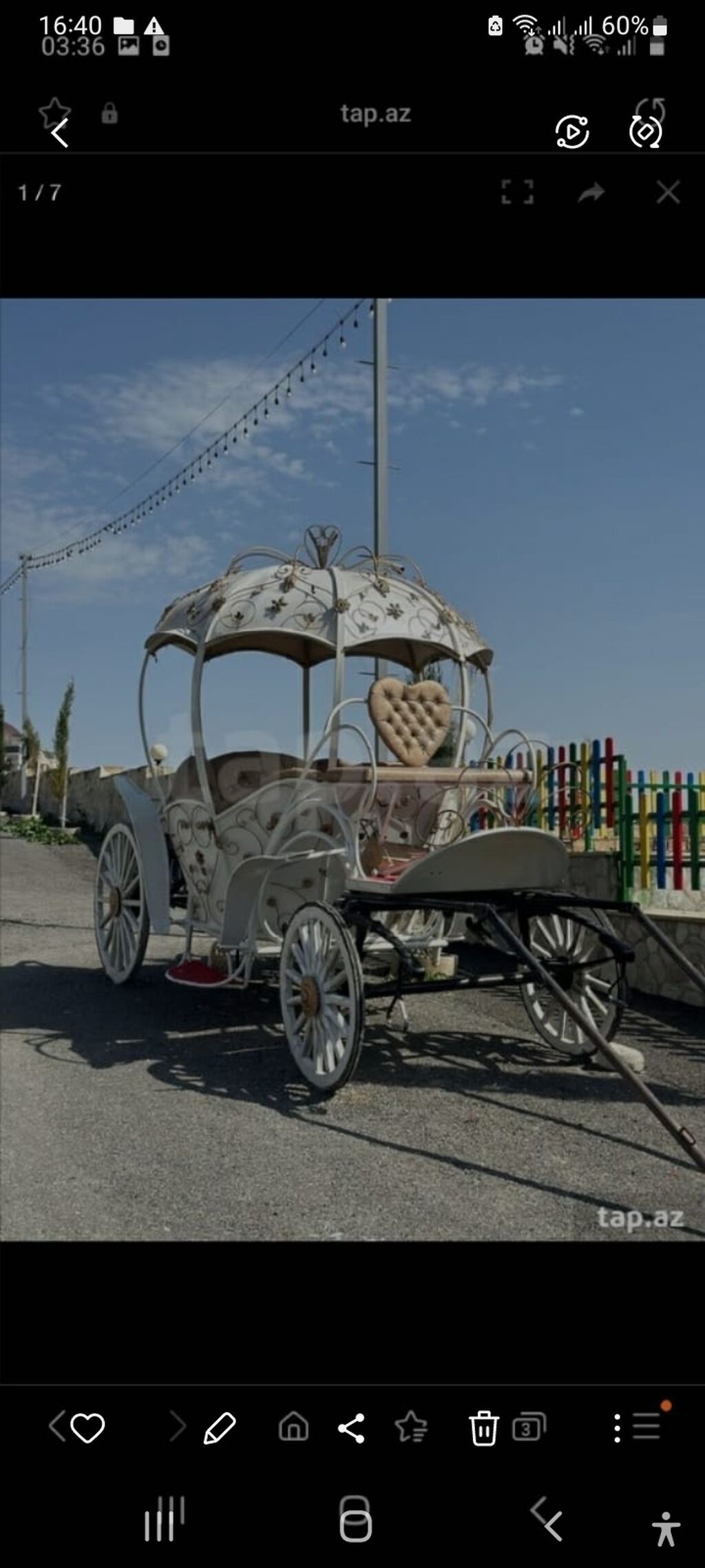 Fayton satılır Qədimi dizaynda, dəmir konstruksiya ilə yığılmış fayton