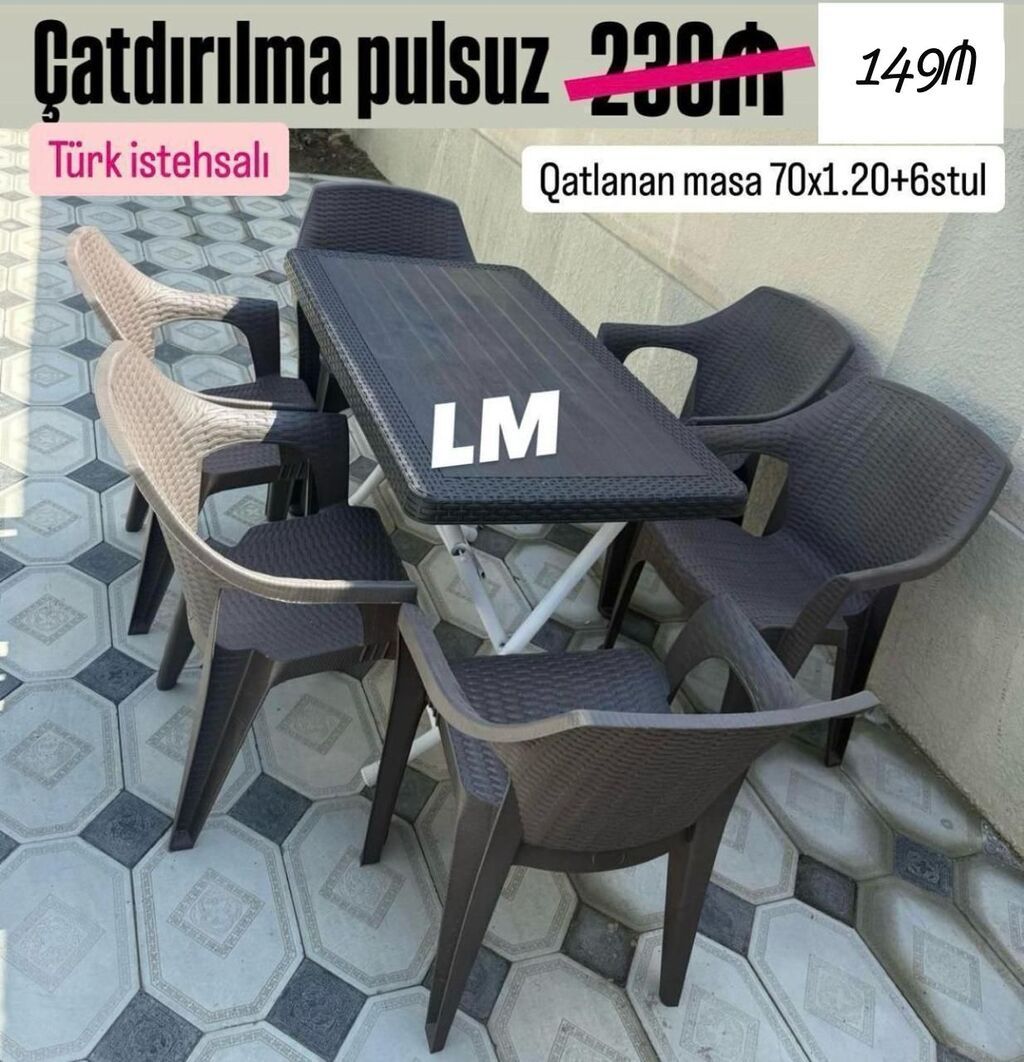 Yeni Plastik masa dəsti📌 _*Türk istehsalı masa+4STUL*_ 📌 *Qiymət
