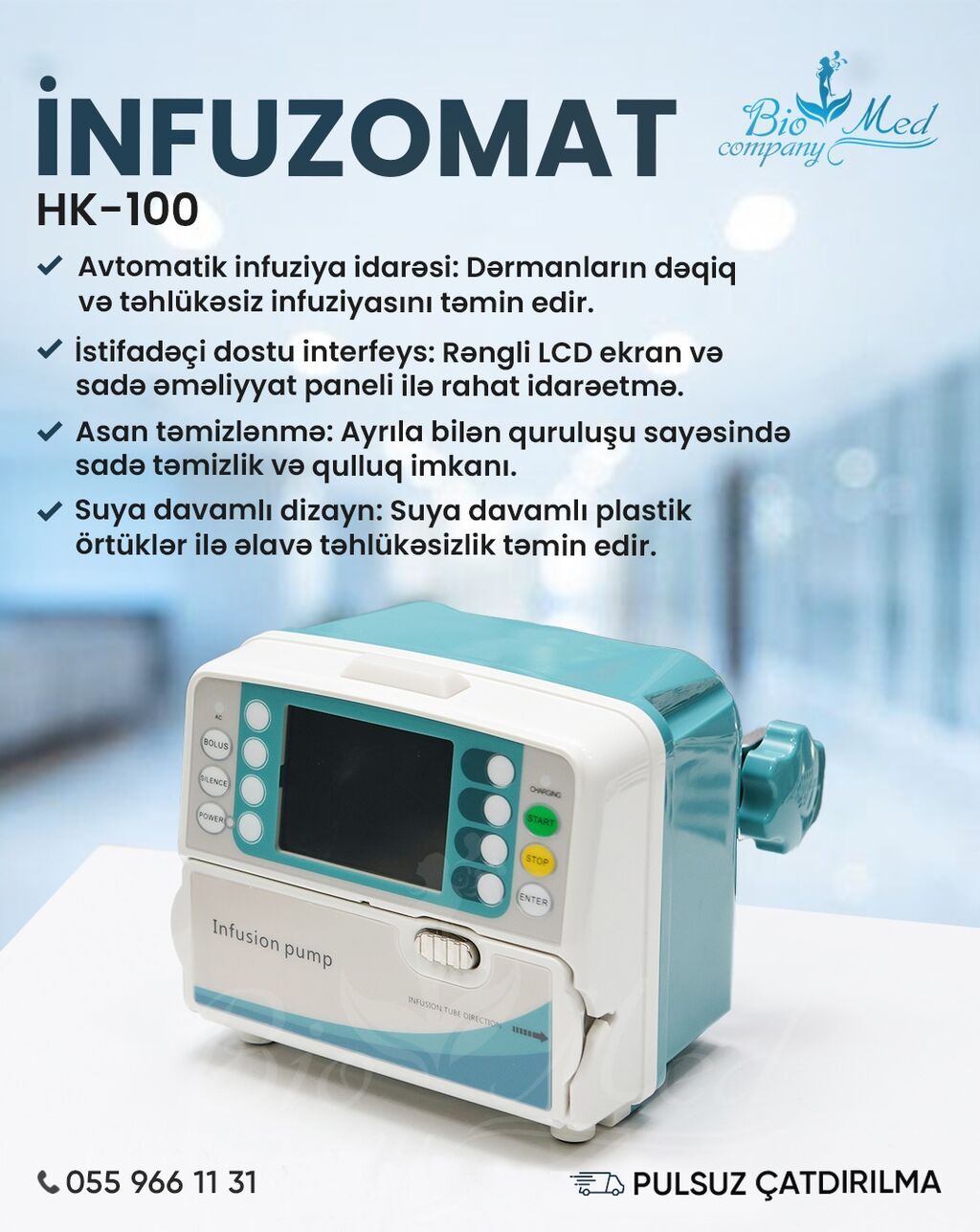 İnfuzomat HK-100 – dəqiq və təhlükəsiz dərman infuziyası üçün peşəkar
