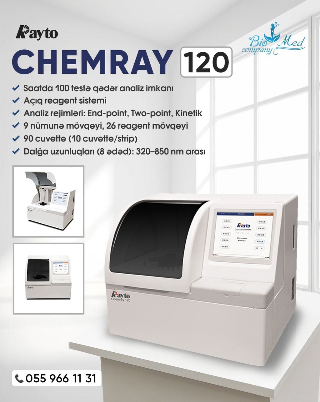 Rayto Chemray 120 – tam avtomatlaşdırılmış biokimya analizatori -