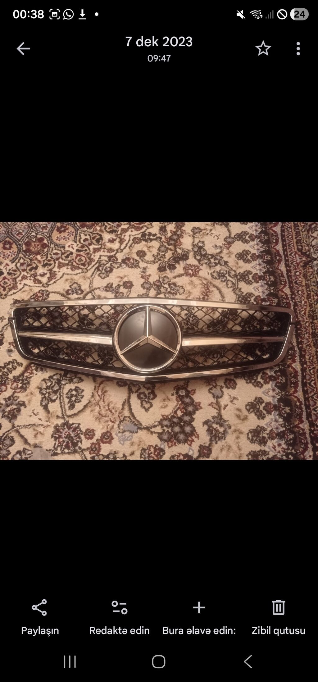 Mercedes-Benz ön radiator barmaqlığı (qri̇l) - Model uyğunluğu: W204