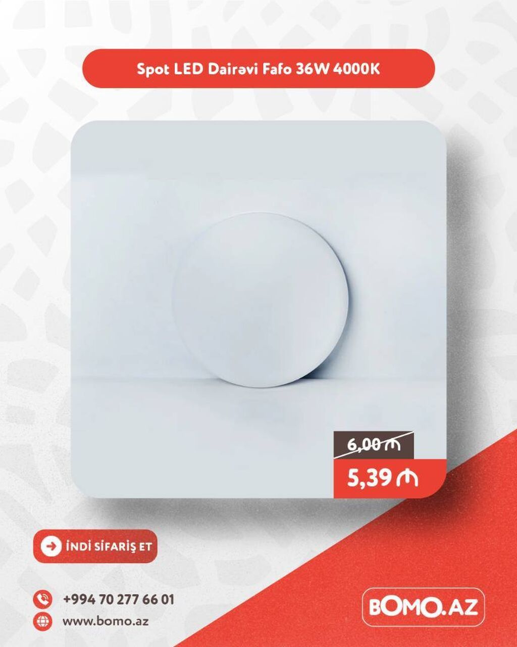 Yüksək keyfiyyətli. 🔥 Spot LED Dairəvi Fafo 36W 4000K ✅ Brend: Fafo