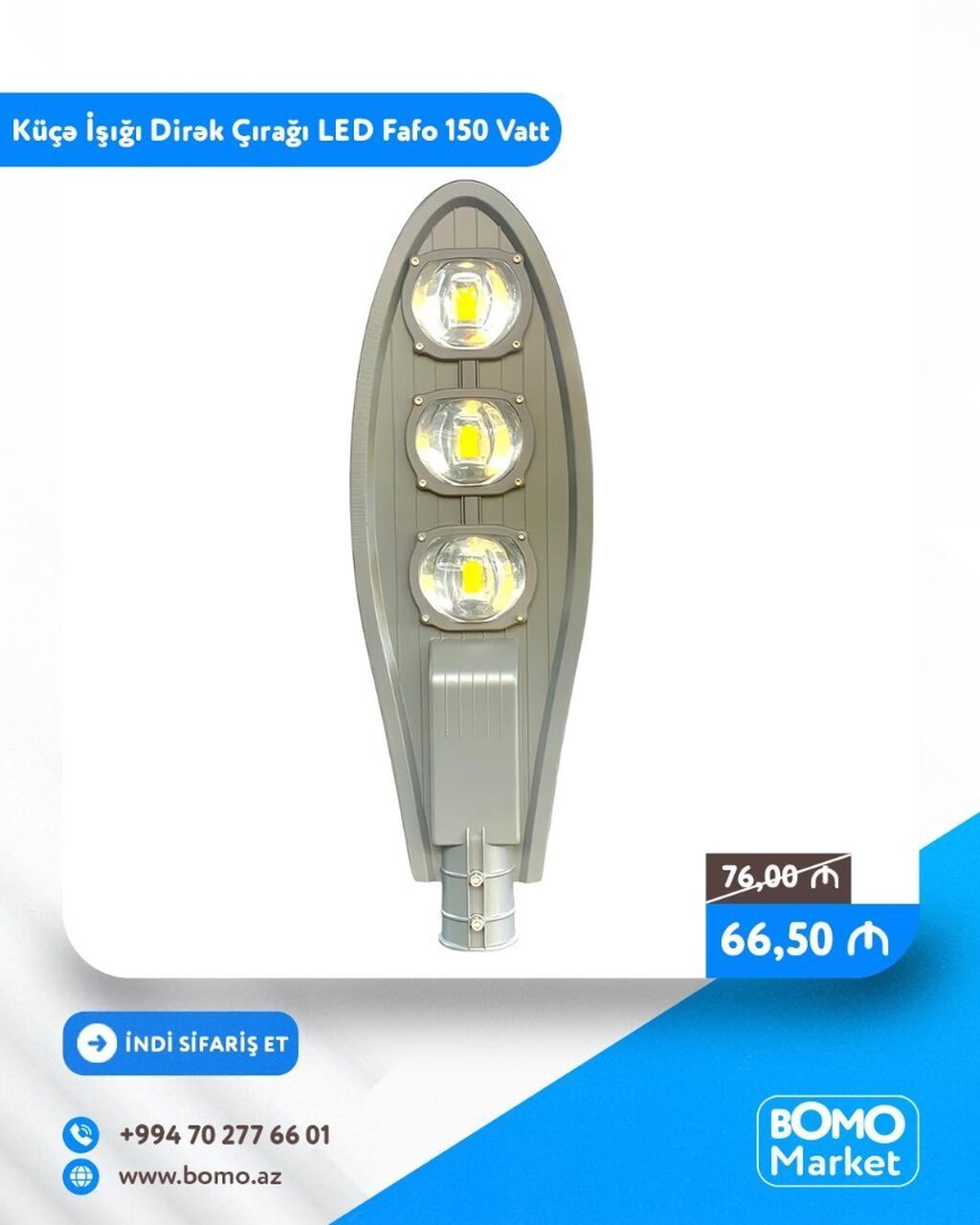 🔥 Küçə İşığı Dirək Çırağı LED Fafo 150 Vatt IP65 ✅ Marka: Fafo ✅