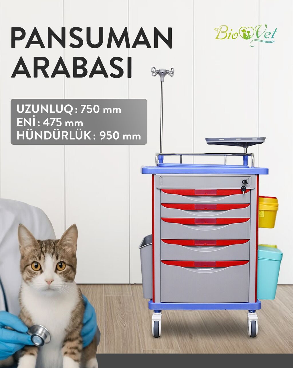 Pansuman arabası – tibbi və baytarlıq kabinetləri üçün funksional