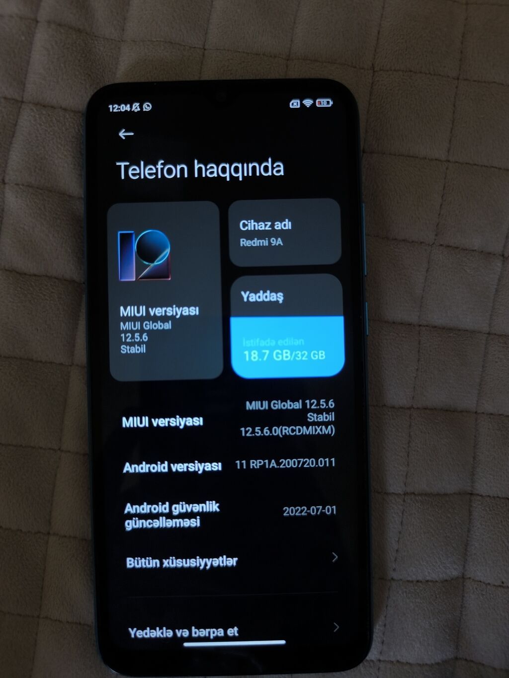Redmi 9A, 32 GB, rəng - Mavi, İki sim kartlı