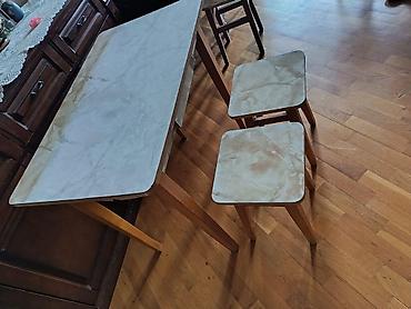 Mətbəx üçün kompakt stol və iki taburet dəsti Sovetdən Qalma Təmiz - şəkil 4