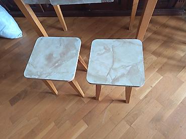 Mətbəx üçün kompakt stol və iki taburet dəsti Sovetdən Qalma Təmiz - şəkil 2