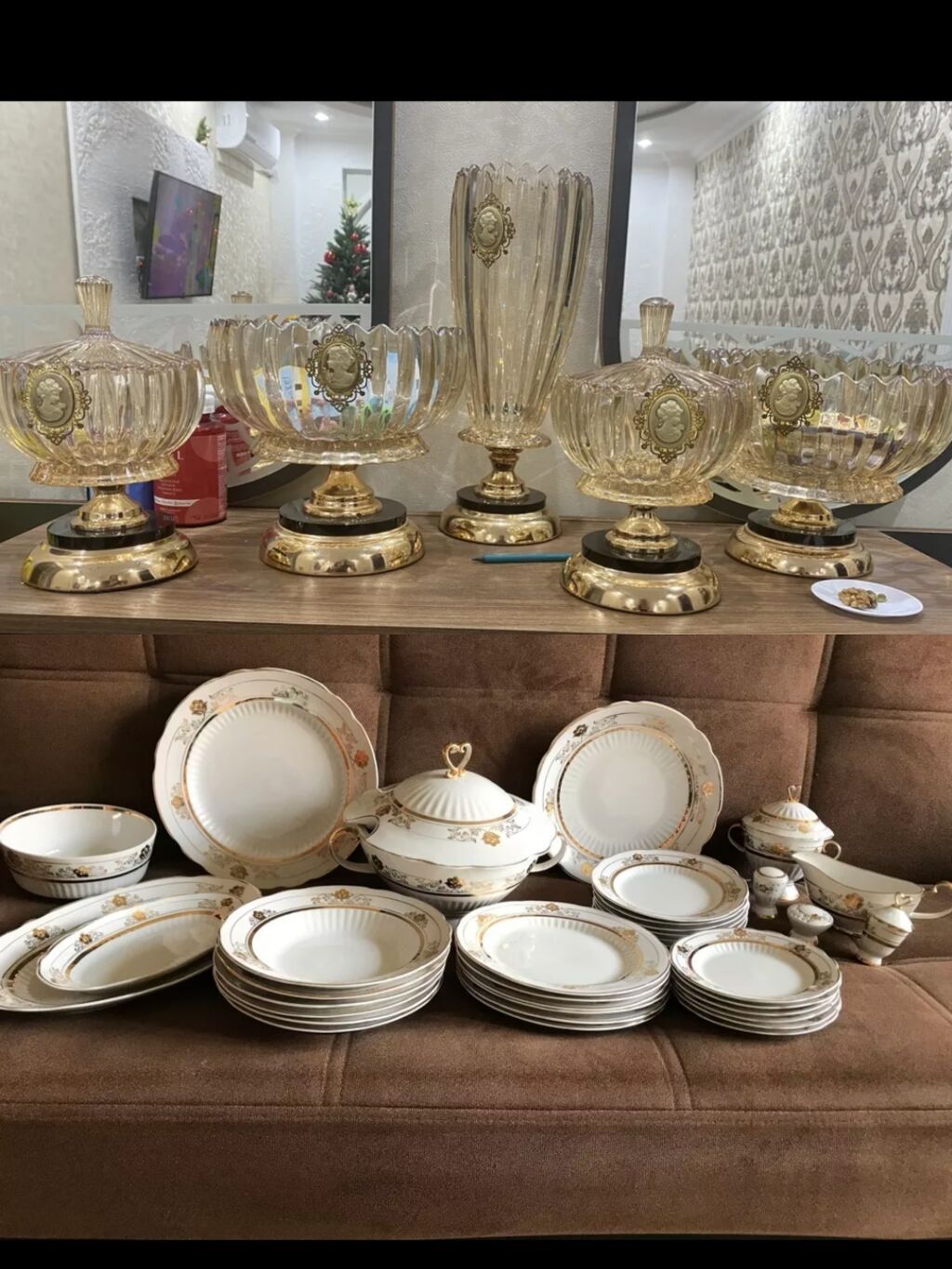 Nahar dəsti, rəng - Qızılı, Farfor