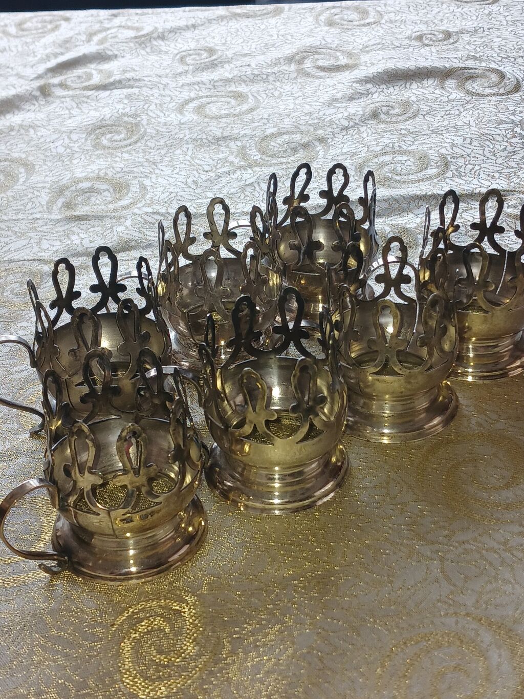 Мельхиор 6 штук армуды подстаканники 200 манат 2 большие подстаканники