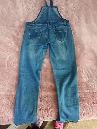 Denim kombinezon (overol) - Model: klassik mavi cins kombinezon, düz - şəkil 2