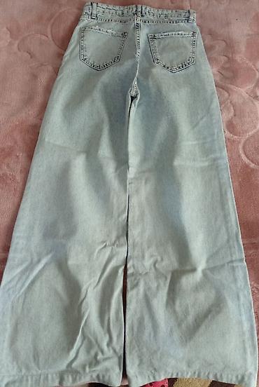 Geniş kəsimli açıq mavi cins şalvar - Model: wide-leg/straight - şəkil 2