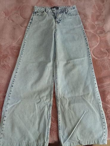 Geniş kəsimli açıq mavi cins şalvar - Model: wide-leg/straight - şəkil 3