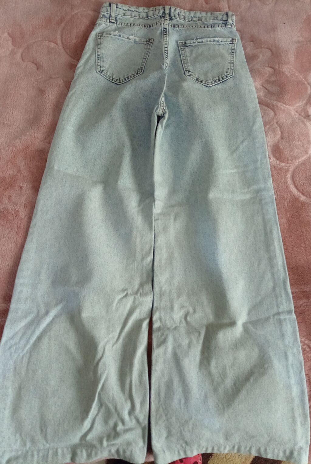 Geniş kəsimli açıq mavi cins şalvar - Model: wide-leg/straight