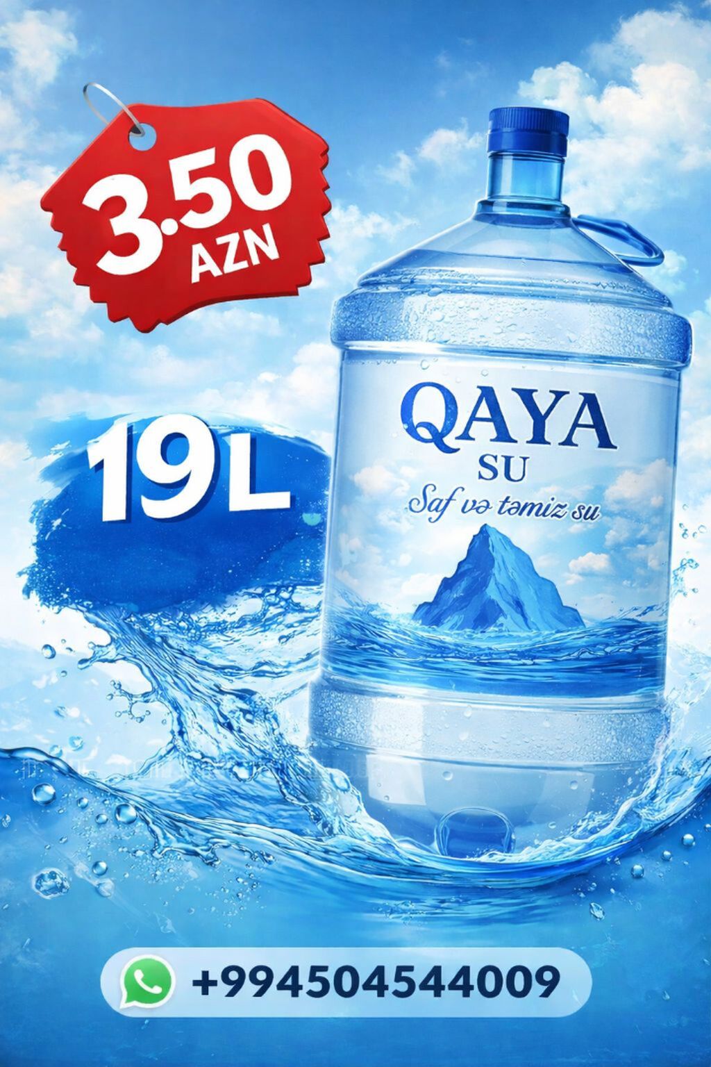 Qaya su - Saf və Təmiz su. 19 L - 3.50 Azn 10 bidon su alana 1 bidon