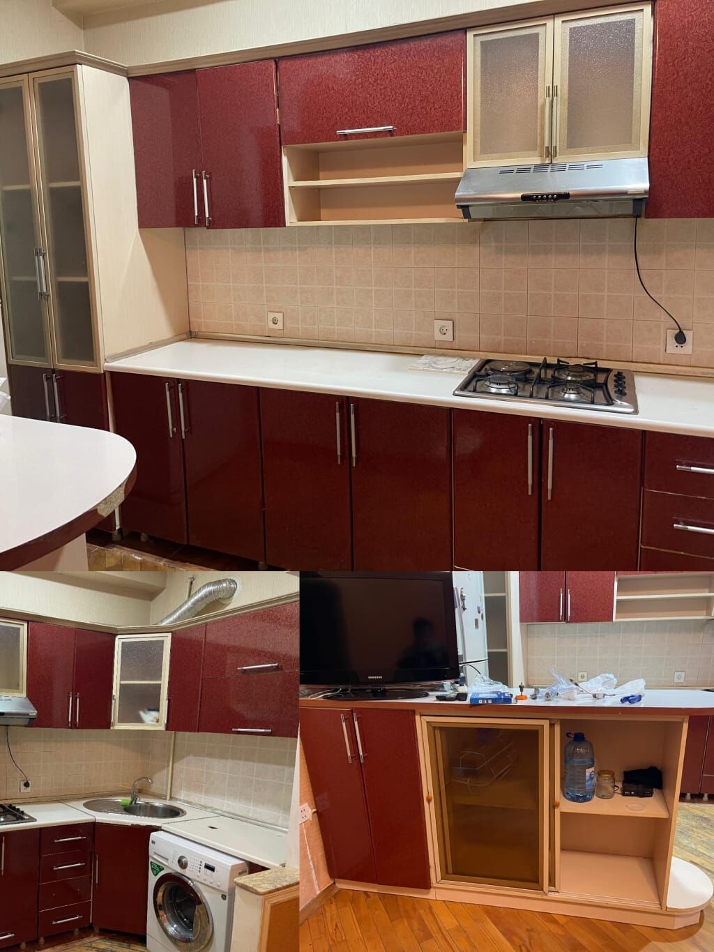 Mətbəx mebeli 350 azn Ölçü 4.15×1.72. Üstündə moyka verilir. Ünvan