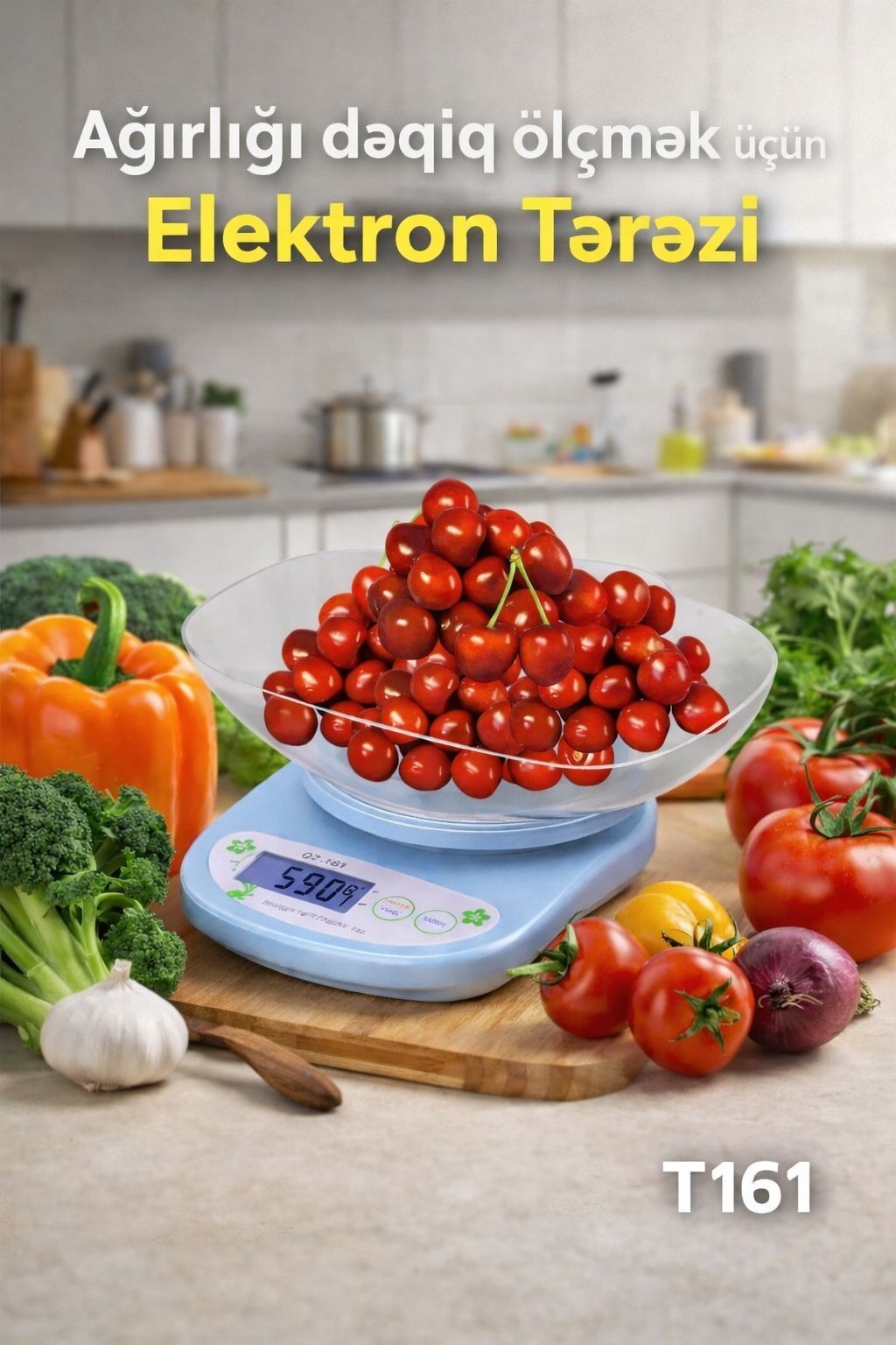 Elektron Tərəzi – T161 modeli - Mətbəx üçün dəqiq çəki ölçümü -