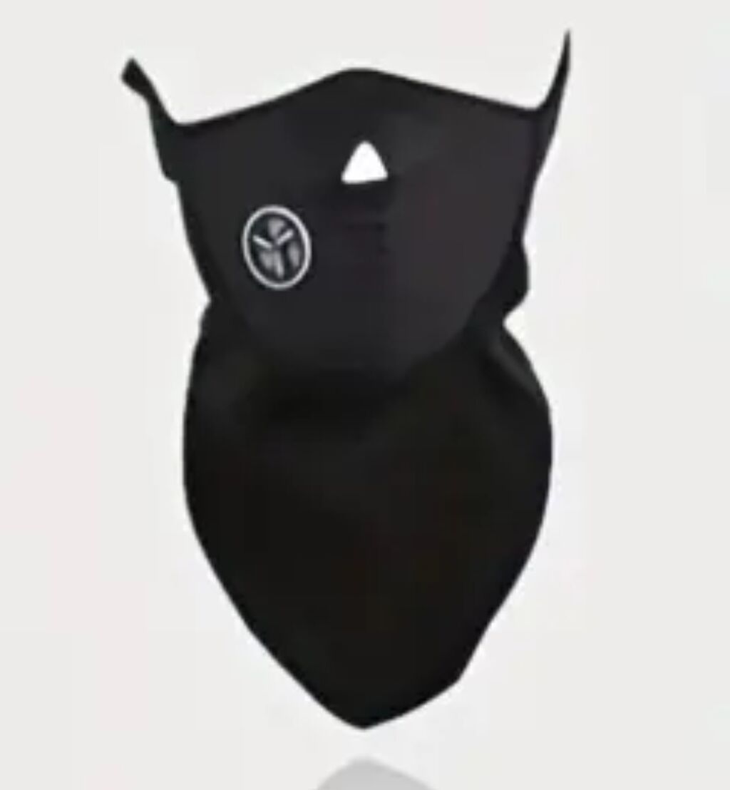 Qara çoxməqsədli üz maskası/bandana - Model: valfli, üçbucaq formalı