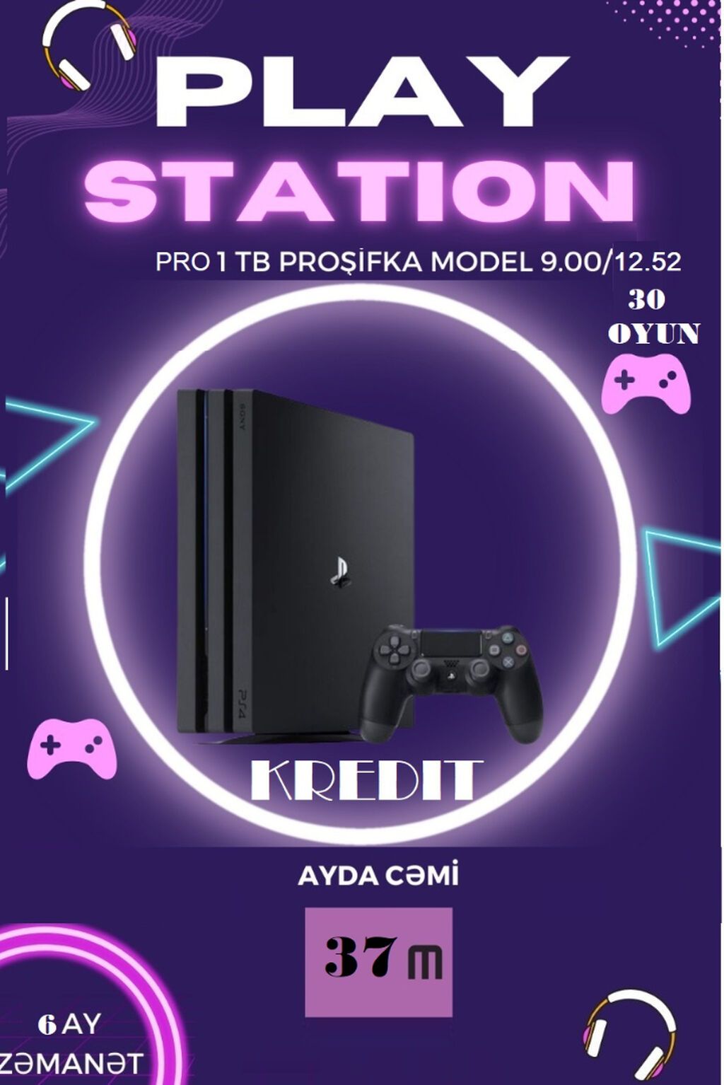 PlayStation Pro 1 TB – Proşifka model 9.00/12.52 - 1 TB yaddaş həcmi