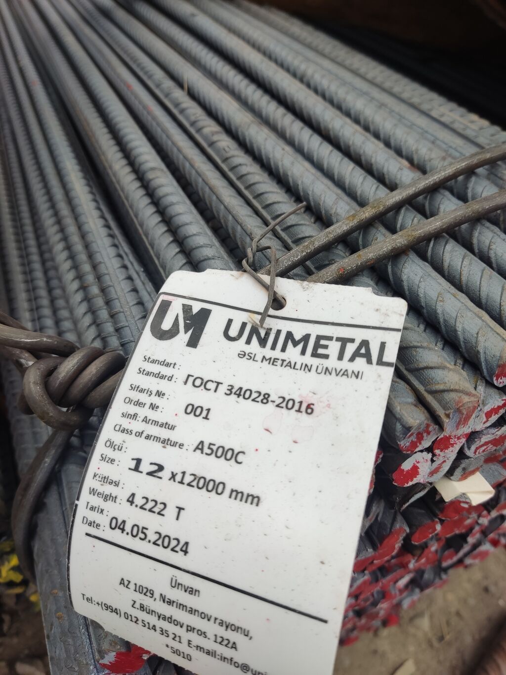 Armatur 500 marka Zavod Ucuz Qiymete. Her Razmer 1 metre 12 metreye