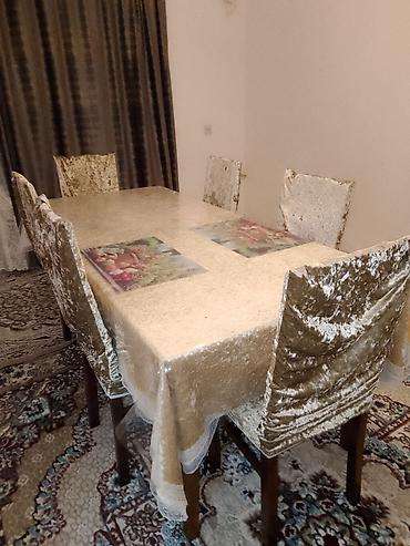 Qonaq otağı üçün, Dördbucaq masa, 6 stul - şəkil 3