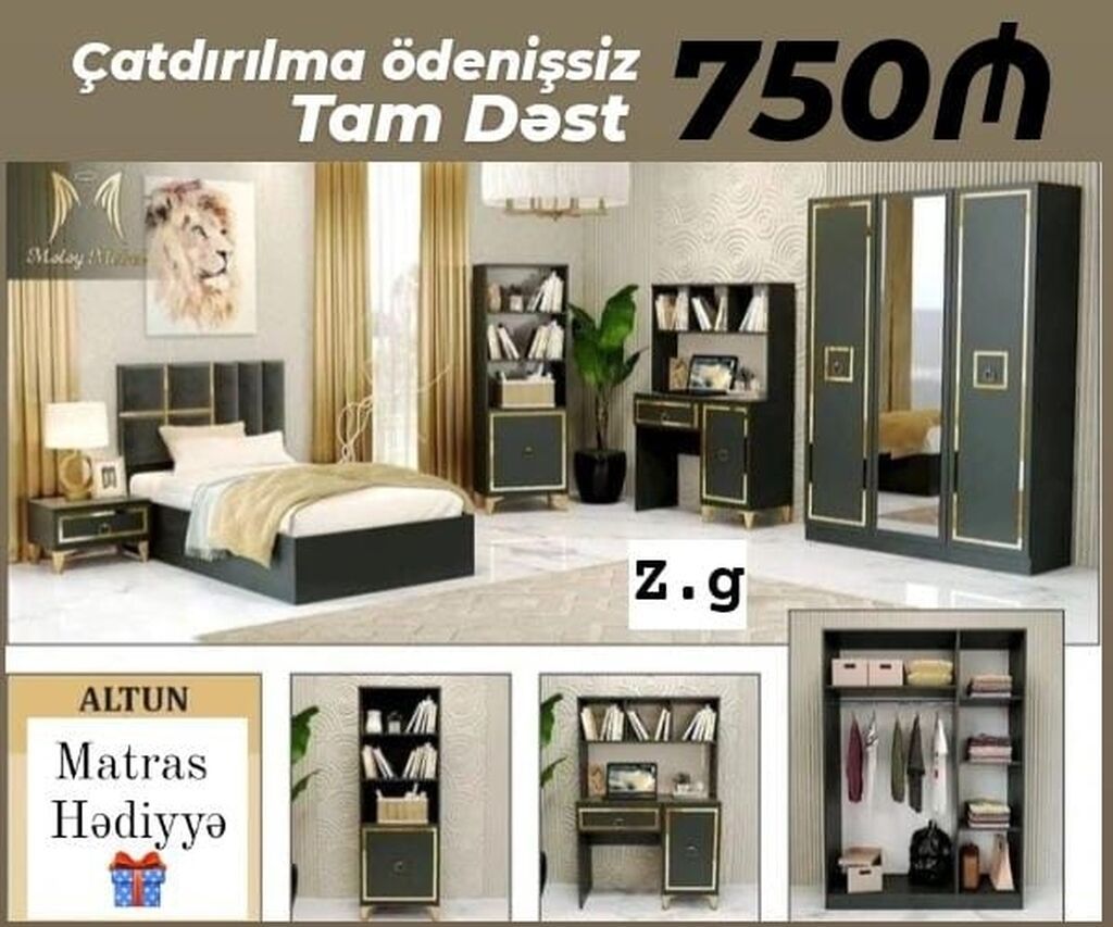 *Gənc Yataq Dəsti 💫750Azn* ✔️Material:Rusiya İstehsalı Laminat 18/lik