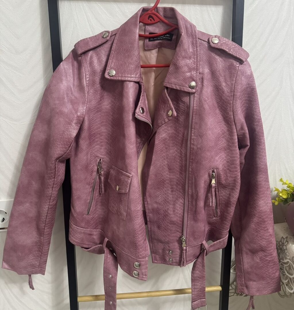 Qadın biker stili gödəkçə - Rəng: tünd çəhrayı/bozqırıq tonlarda