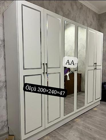 Yeni, 6 qapı, Güzgülü, Digər rəng, Digər material, Açılan, Düz dolab - şəkil 2