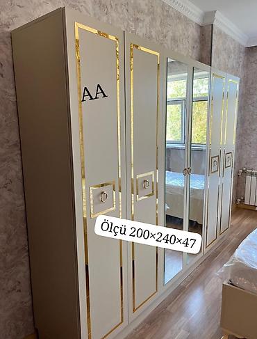 Yeni, 6 qapı, Güzgülü, Digər rəng, Digər material, Açılan, Düz dolab - şəkil 3