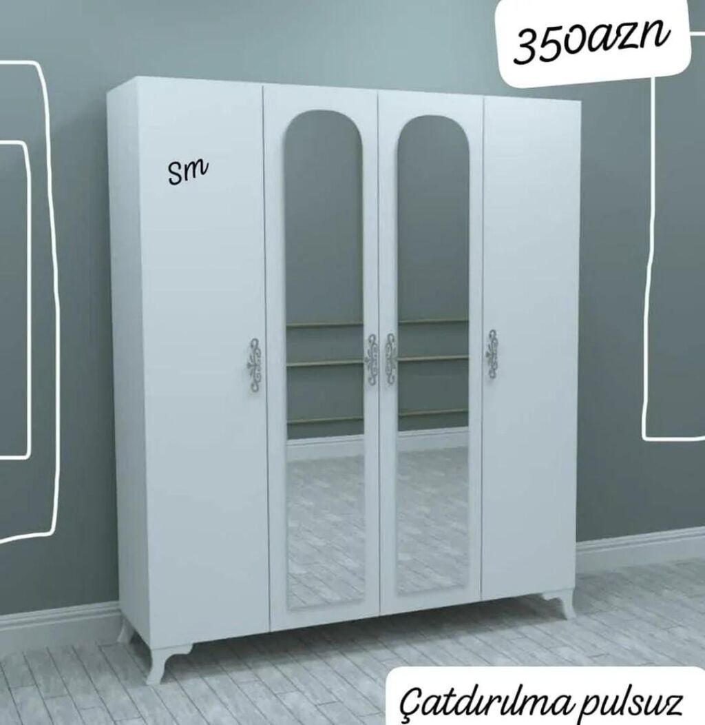 Yeni, 3 qapılı, Siyirməli, Digər rəng, Digər material, Açılan, Düz dolab