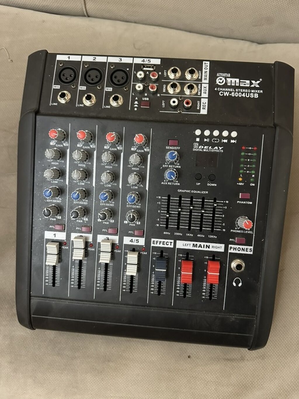 AltoStar OMAX CW-6004USB – 4 kanallı stereo mikser Xüsusiyyətlər: - 4